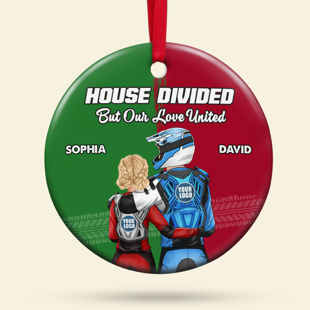 Custom Motocross Couple Ornament - Valentine's Day Gifts - Holiday Gift Ornament PopCulturePrints
