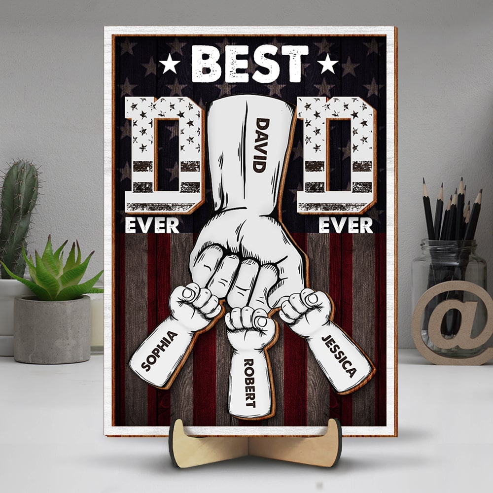 Customized Best Dad Ever Wooden Sign - Personalized Family Names Wood Sign PopCulturePrints