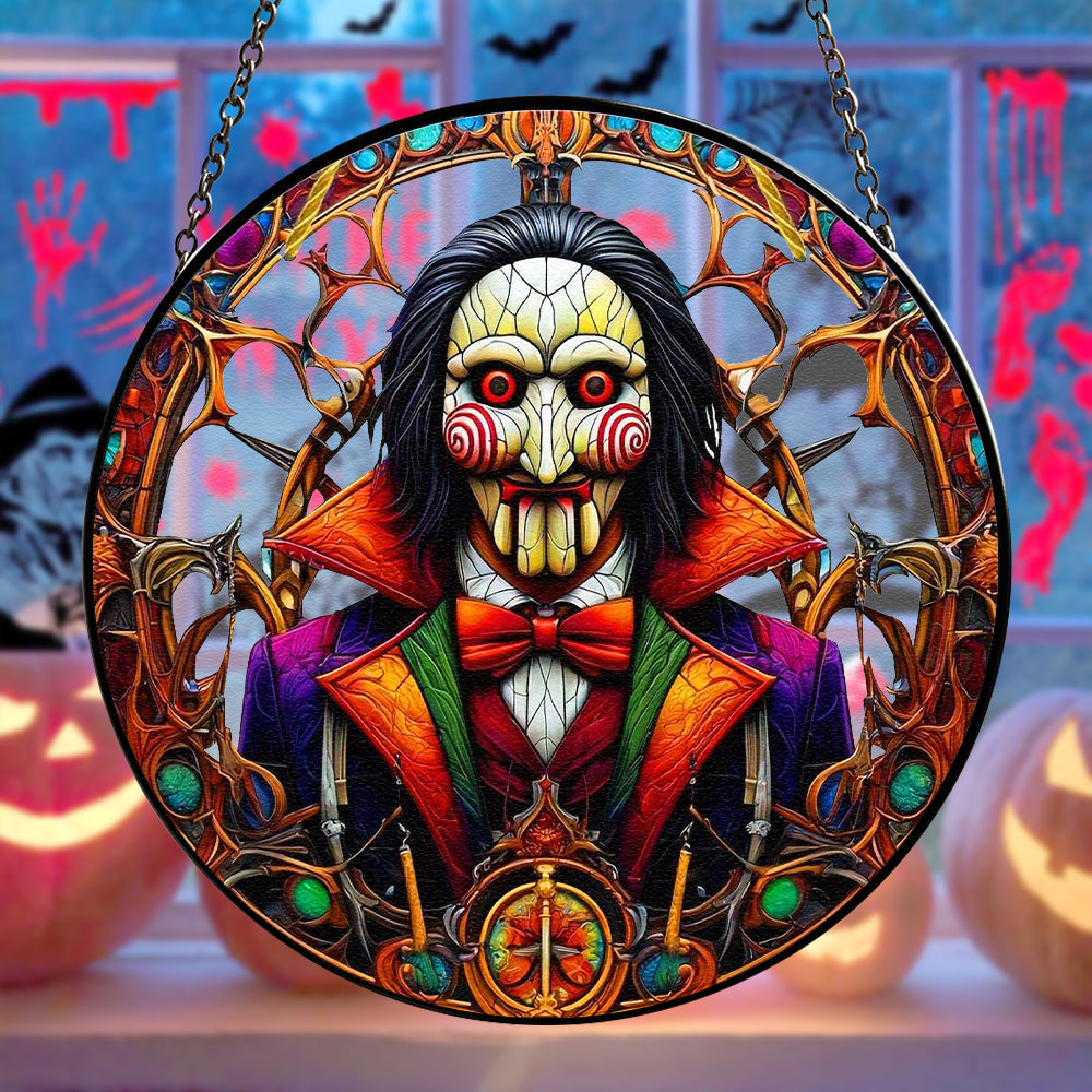 Custom Horror Movie Fan Stained Glass Ornament | Personalized Halloween Decoration