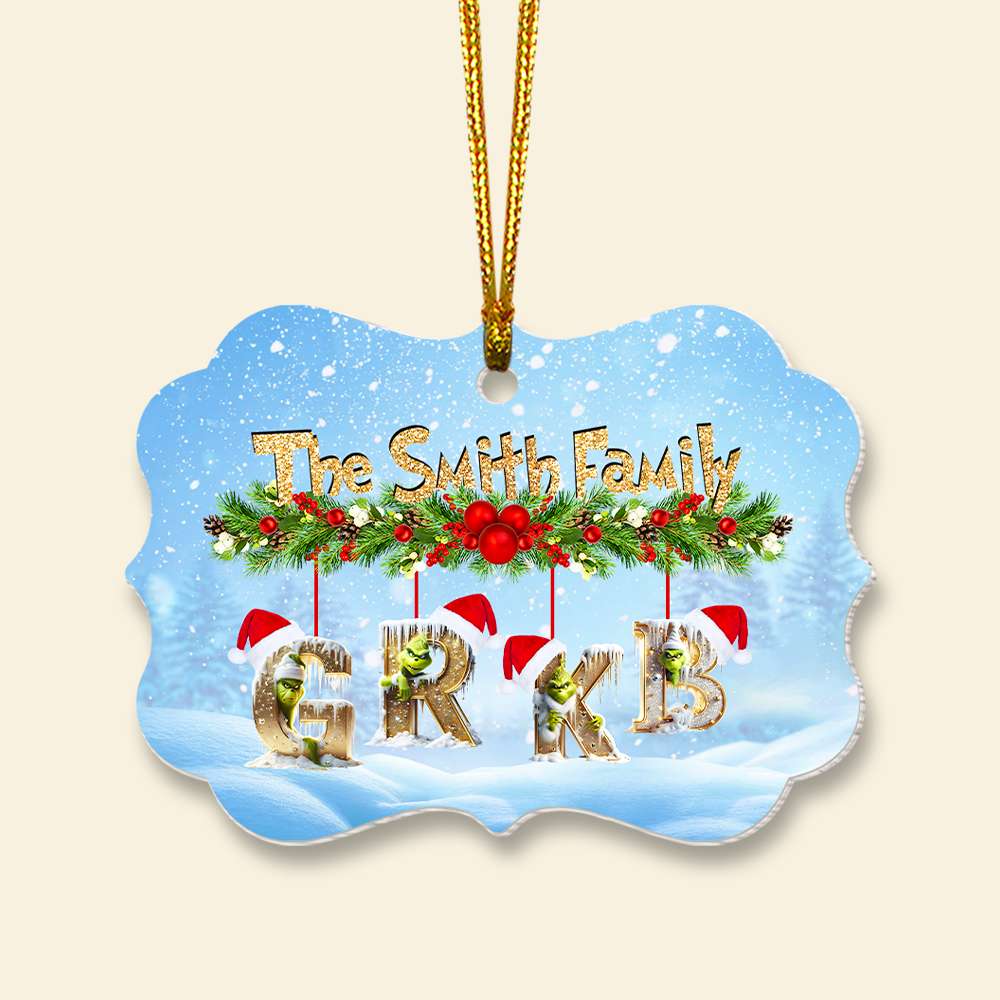 Personalized Family Christmas Ornament - Custom Alphabet Design