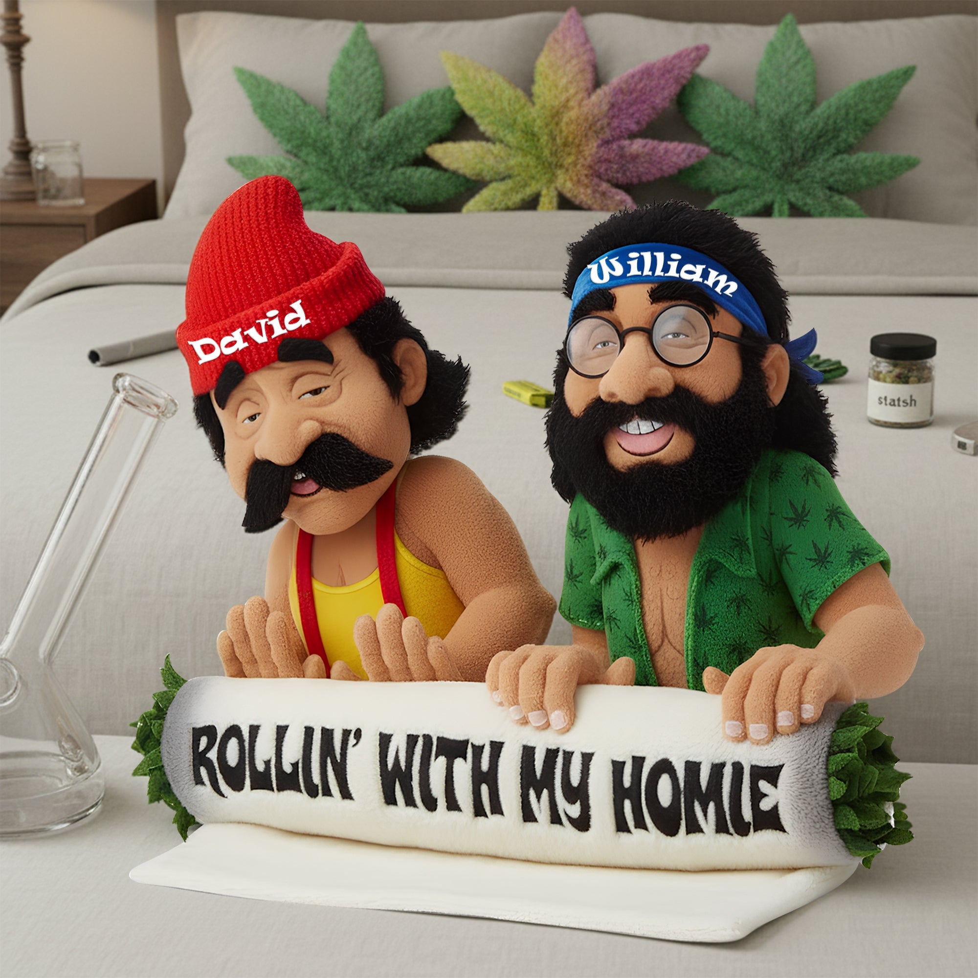 Rollin' with My Homie - Personalized Stoners Comedy Duo Pillow for Friends Pillow PopCulturePrints
