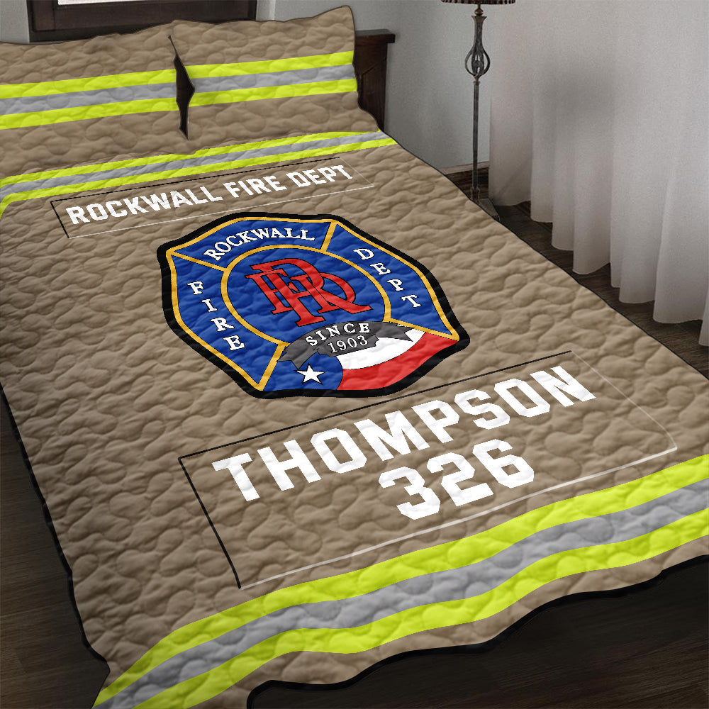 Custom Fire Department Quilt Bedding Set - Personalized Gifts for Firefighters Blanket PopCulturePrints