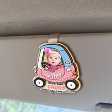 Load image into Gallery viewer, Drive Safe, Daddy - Personalized Car Visor Clip with Custom Photo Car Visor Clip PopCulturePrints
