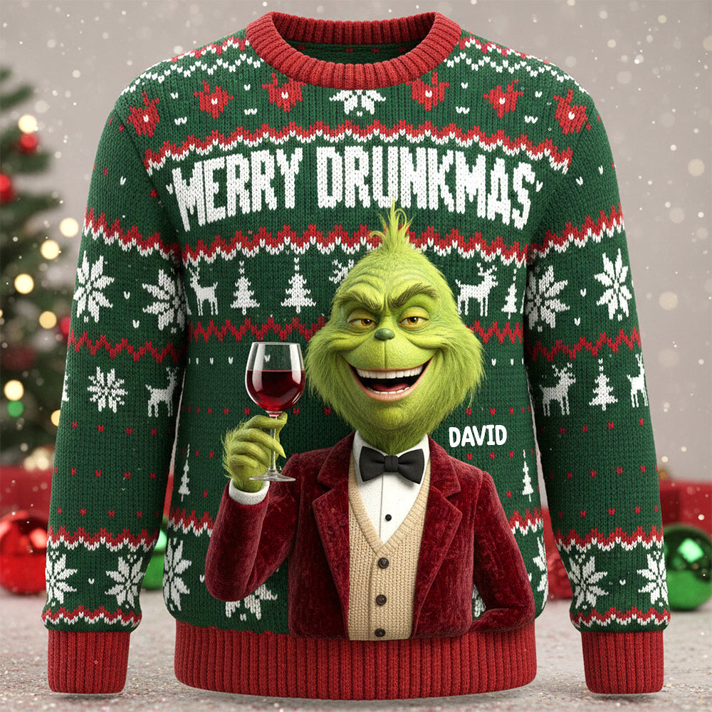 Merry Drunkmas! Perfectly Personalized Sweater for Drinking Lovers AOP Products PopCulturePrints