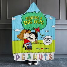 Load image into Gallery viewer, Custom Cartoon Couple Christmas Hooded Blanket – Perfect Personalized Gift
