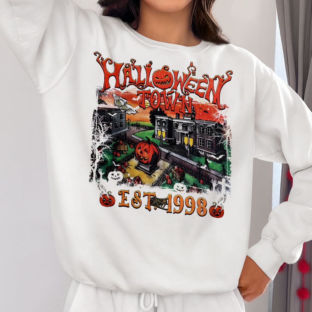 Halloween Town EST 1998 Sweatshirt - Retro Pumpkin Design