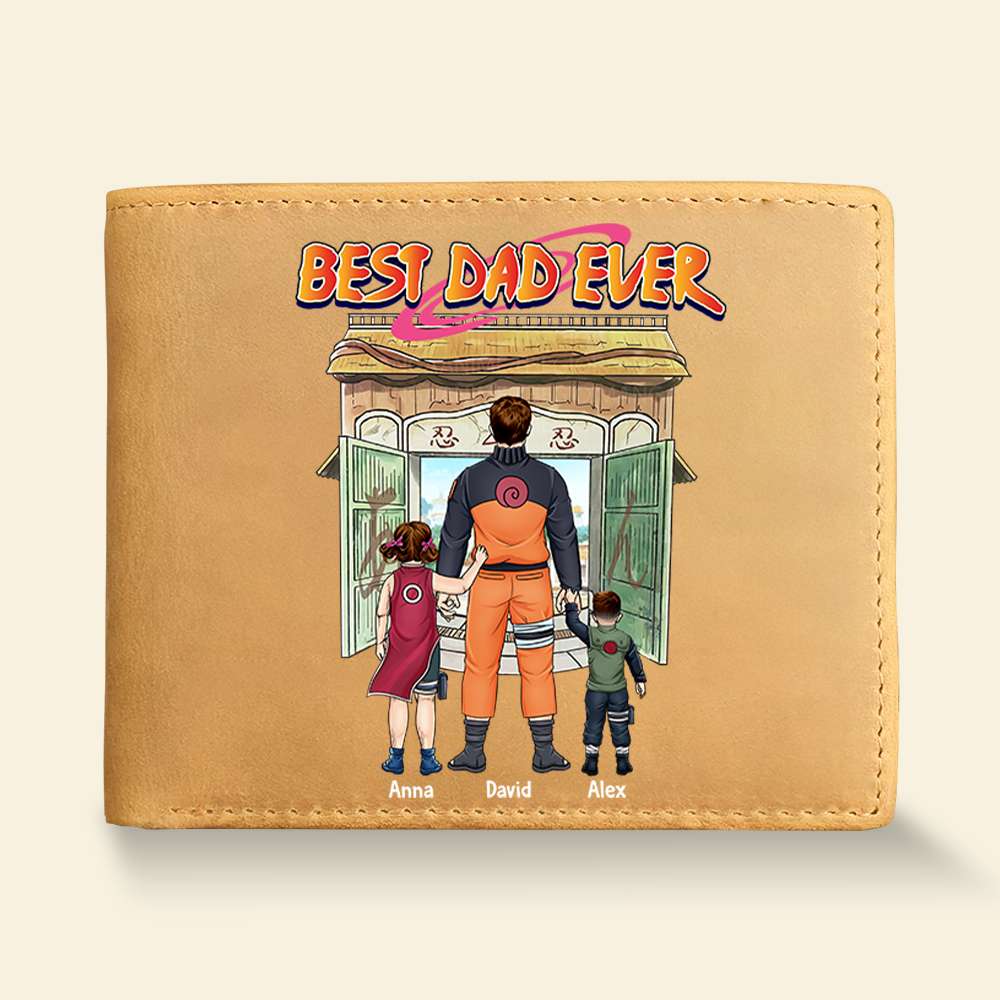 Personalized 'Best Dad Ever' Anime Themed Wallet Leather Wallet PopCulturePrints