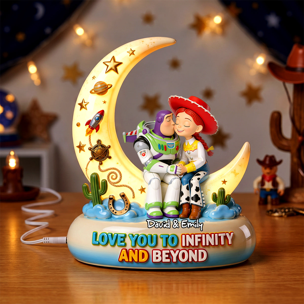 Love You To Infinity And Beyond Acrylic Light Box - Personalized Gift for Couples Light Box PopCulturePrints