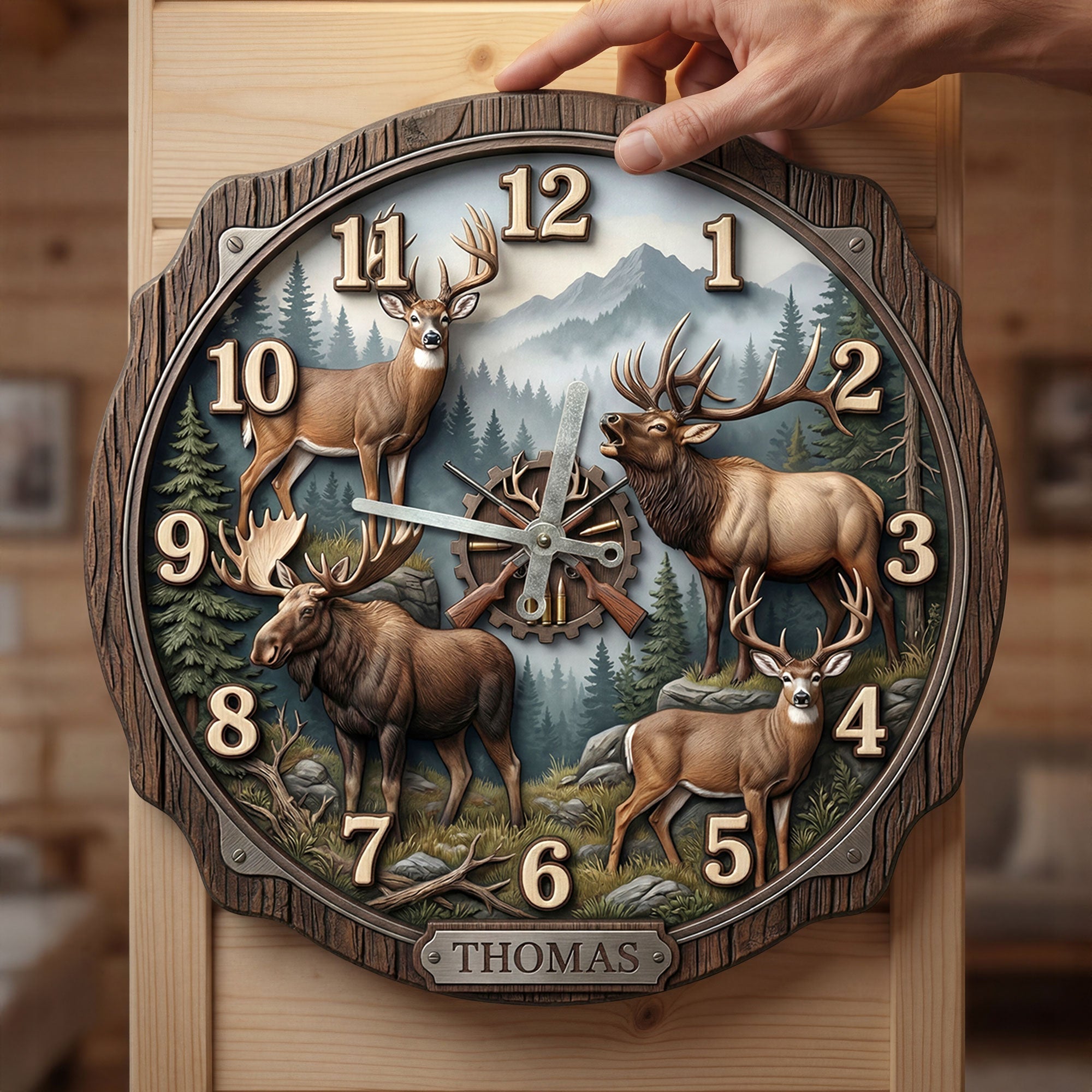 “Capture the Spirit of Adventure” - Personalized Hunting Wall Clock, Gift for Hunters and Nature Lovers Hanging Wall Clock PopCulturePrints