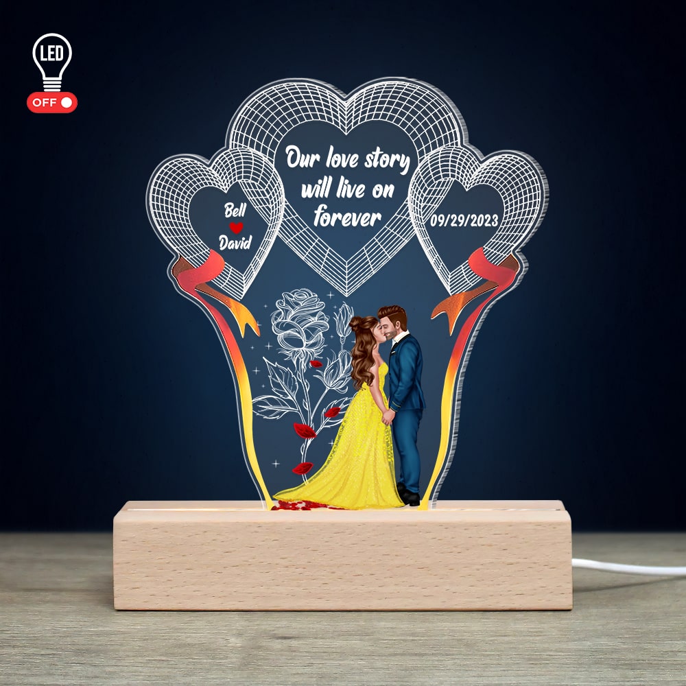 Personalized Romantic 3D LED Light - Couple's Gift for Valentine's Day Gifts Led Night Light PopCulturePrints