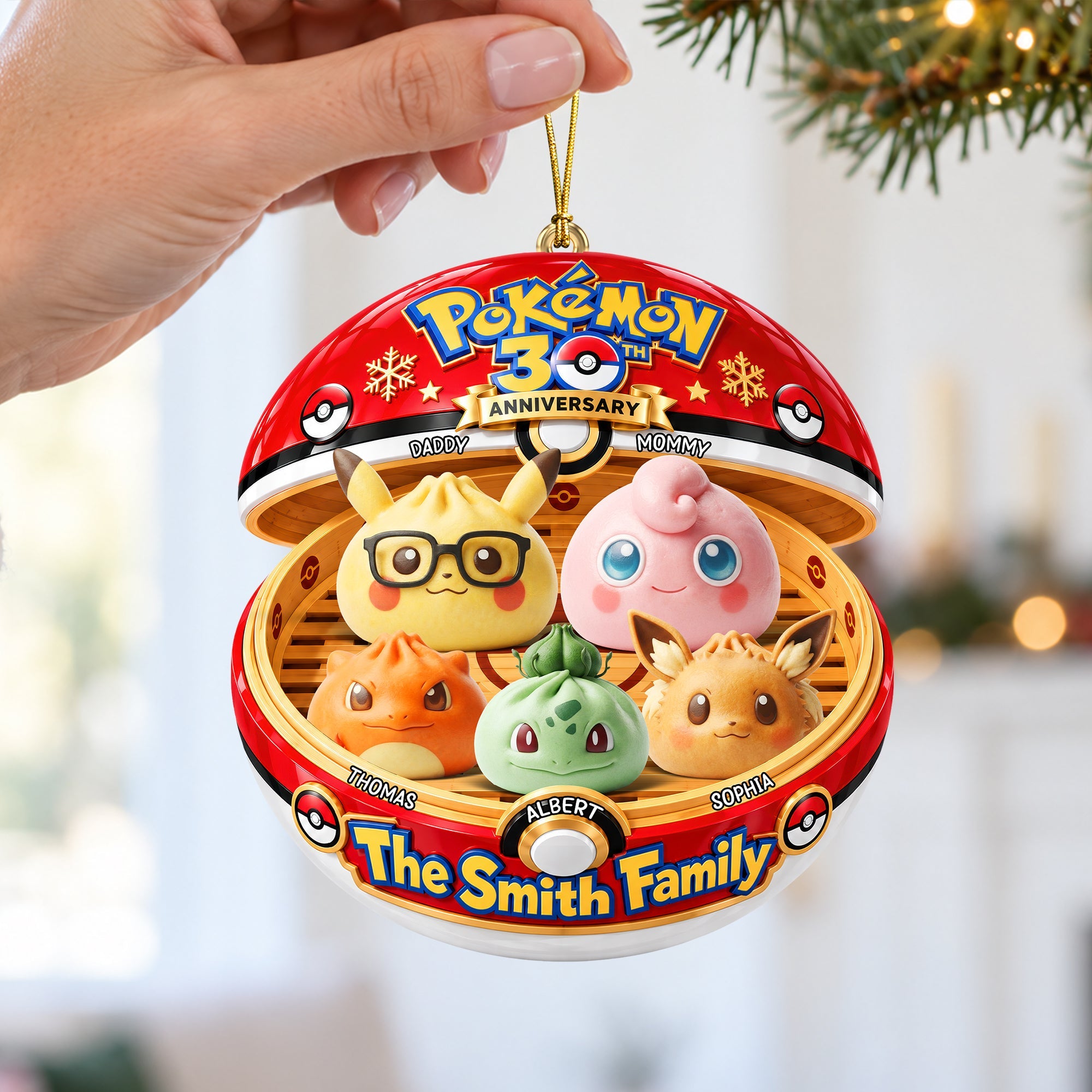 Celebrate Your Family with Cute Dumpling Family Christmas Ornament - Personalized Gift