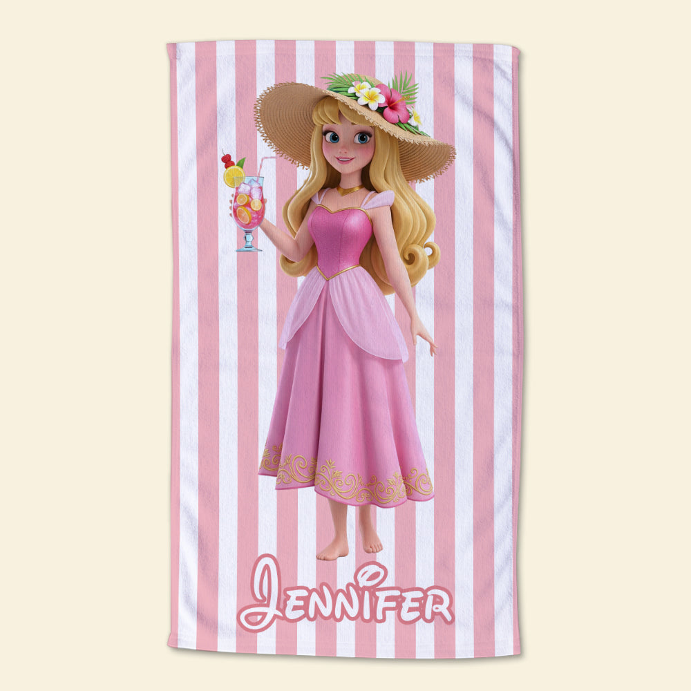 Summer Vibe Princess Beach Towel - Customizable Gifts for Her Beach Towel PopCulturePrints