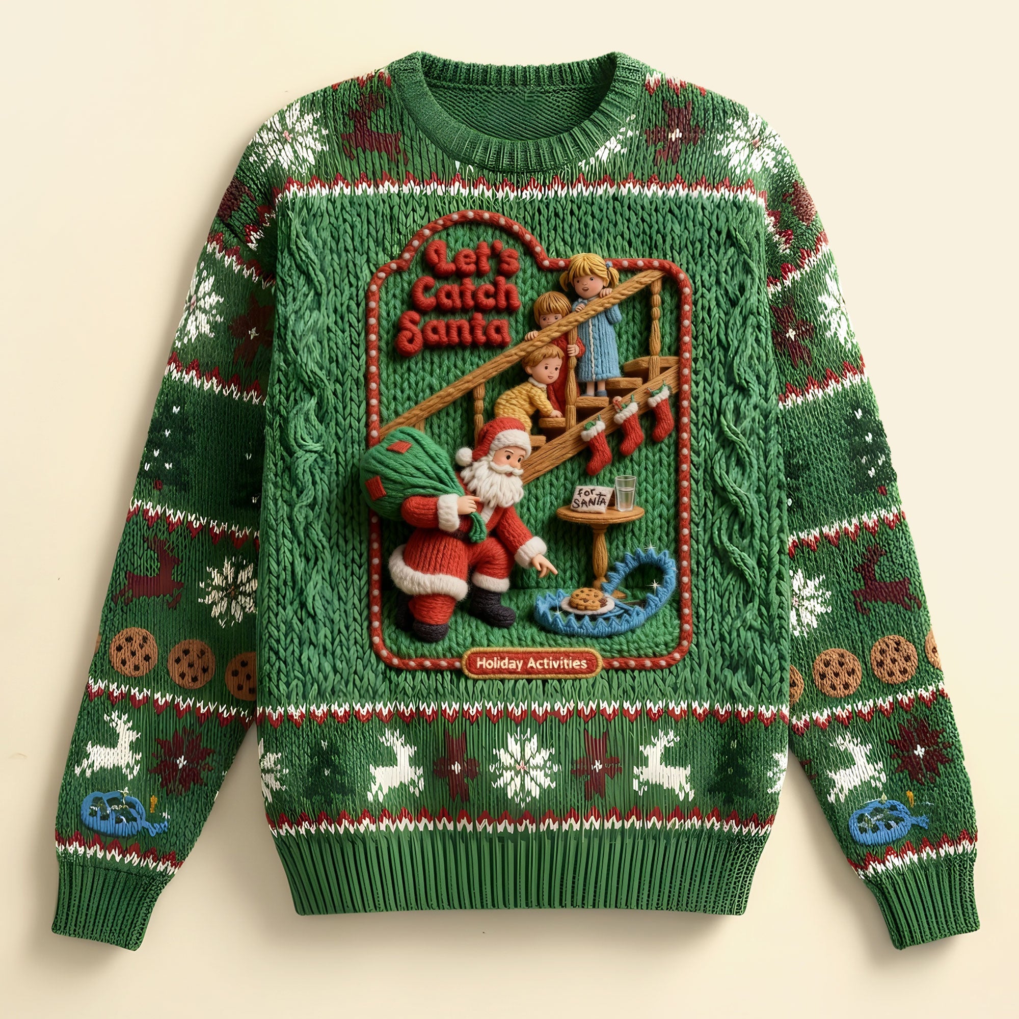 Let's Catch Santa - Fun & Quirky Ugly Sweater, Personalized Gifts for Holiday Cheer AOP Products PopCulturePrints