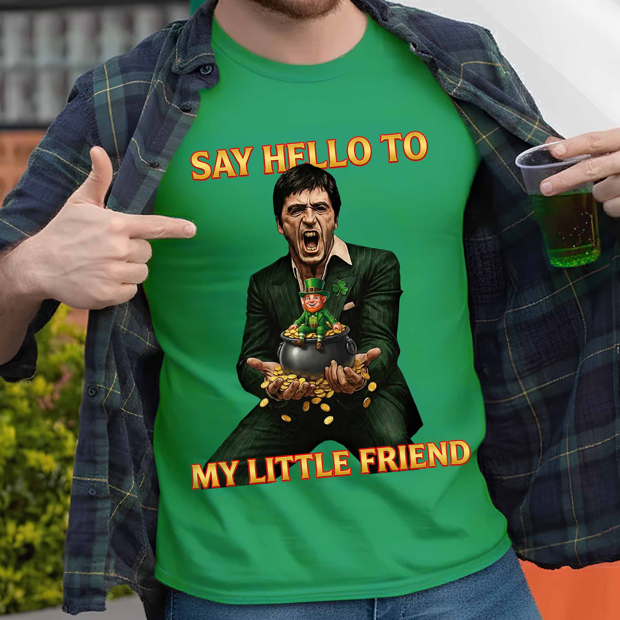 Say Hello to My Little Friend - Personalized St. Patrick's Day Shirt - Perfect Gift for Friends Shirts PopCulturePrints