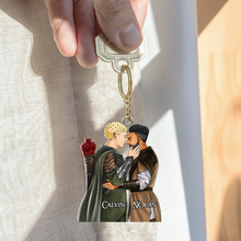Load image into Gallery viewer, Personalized Hugging Couple Keychain - Customizable Couple Gift Keychains PopCulturePrints
