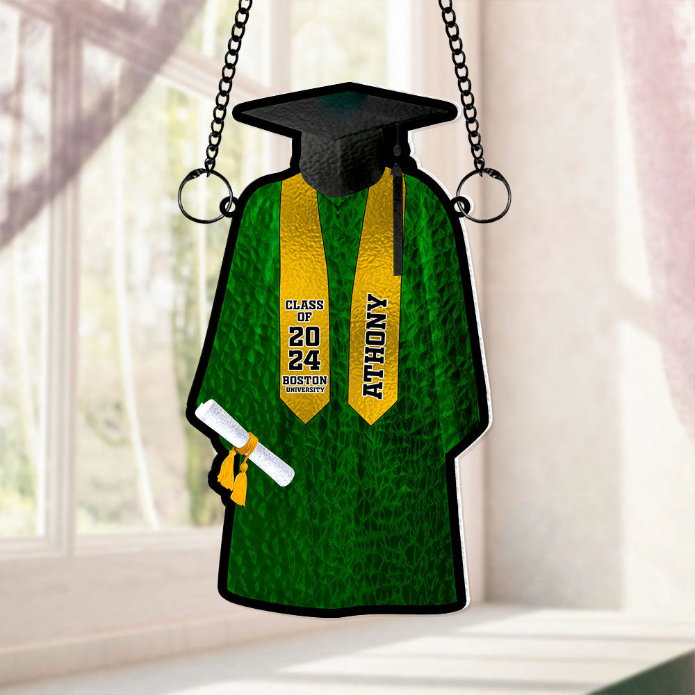 Personalized Graduation Gown Suncatcher Ornament - Customizable 2024 Gift Suncatcher PopCulturePrints