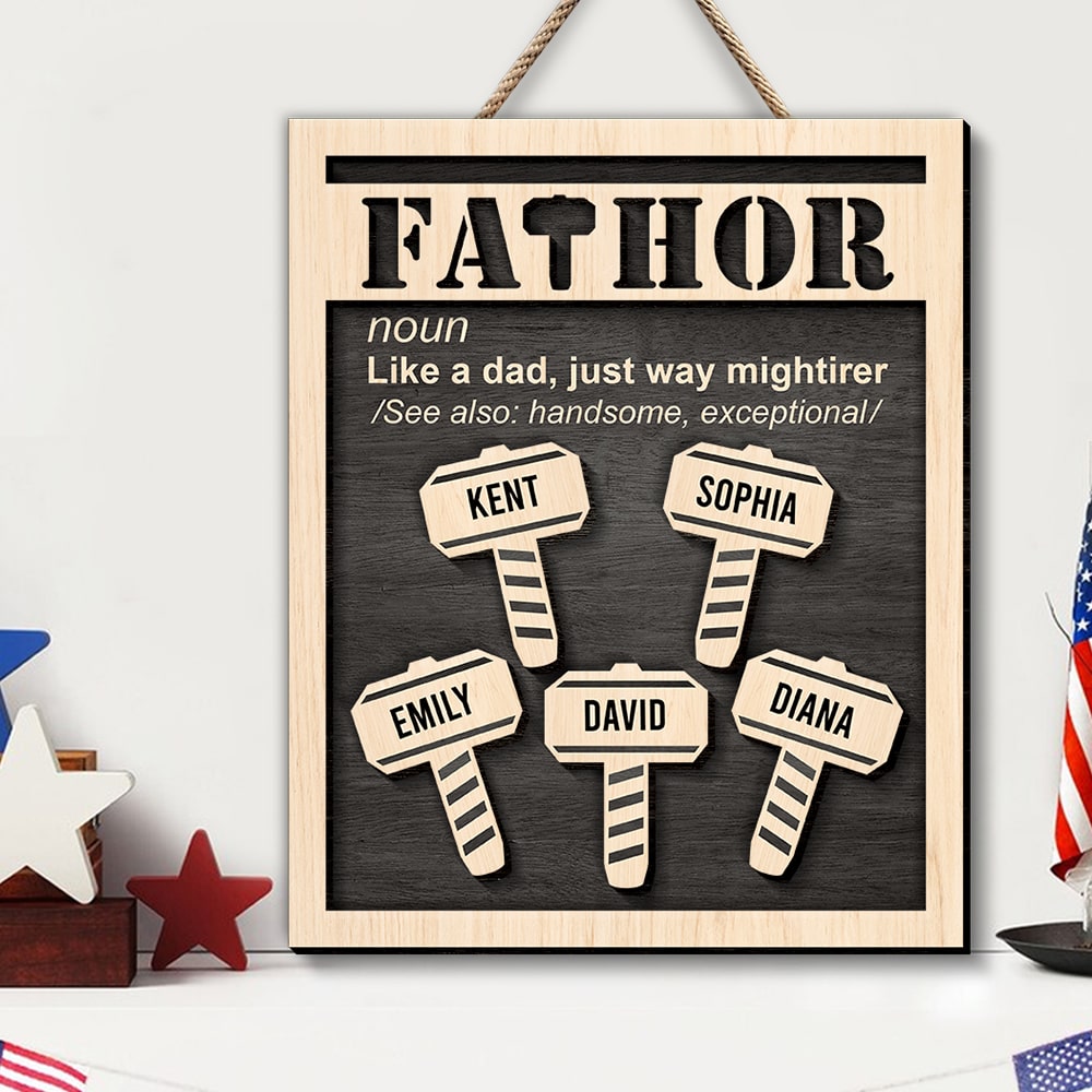 Personalized 'Fathor' Wooden Art Sign - Unique Gifts for Dad Wood Sign PopCulturePrints