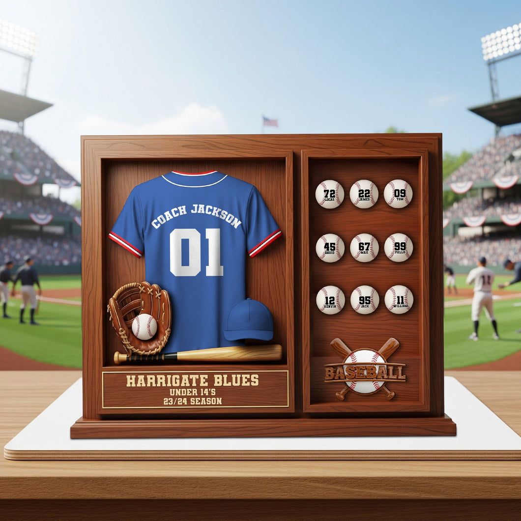 “Home Runs & Memories” - Personalized Baseball Coach Acrylic Plaque - Custom Gift for Coaches, Players, or Sports Enthusiasts Shaped Plaques PopCulturePrints