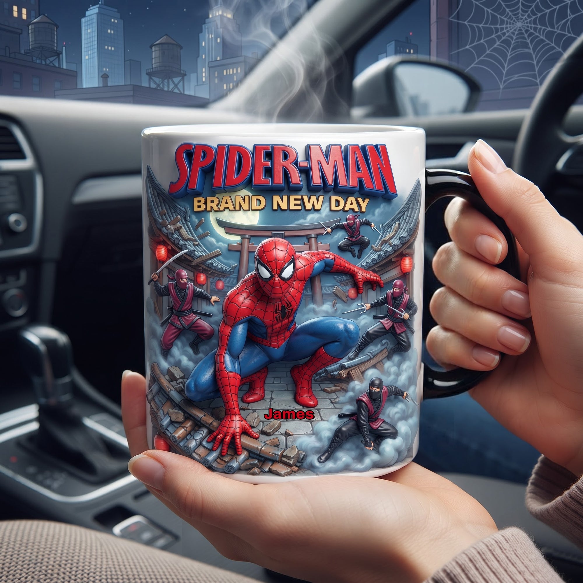 “Every Day is a New Adventure” - Personalized Warrior Fresh Start Magic Mug - Custom Gift for Spider-Man Fans