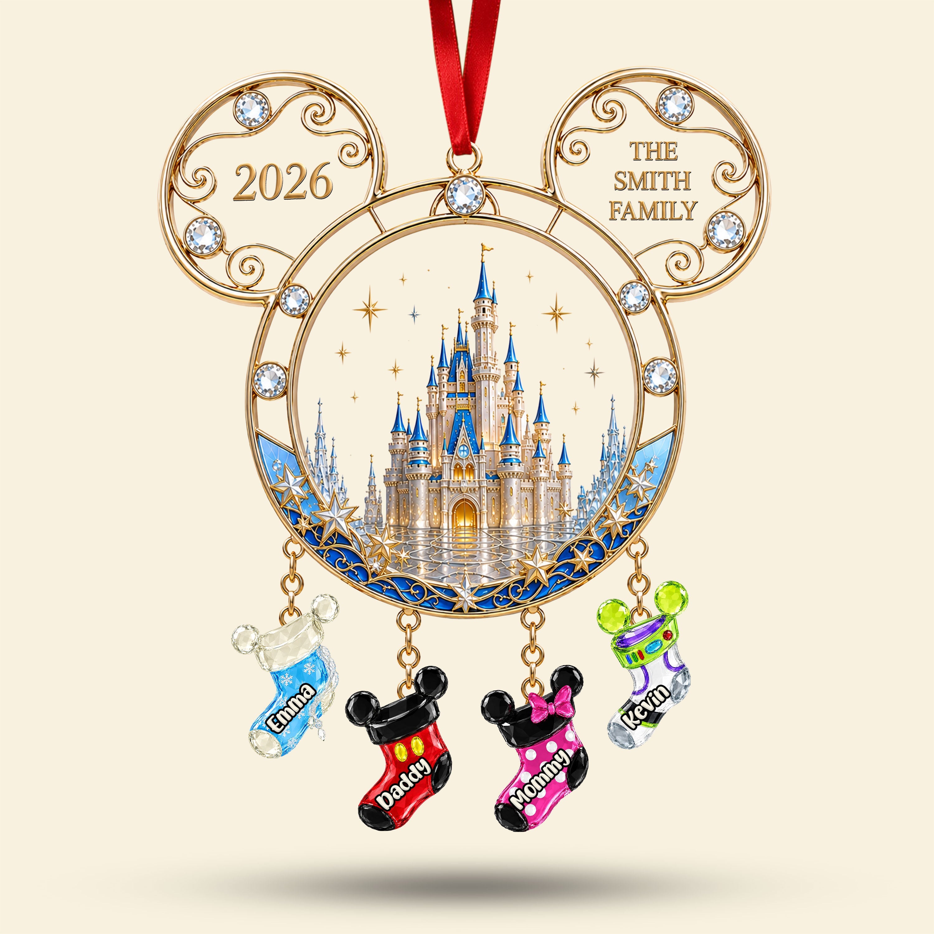 Magical Family Socks Castle Ornament - Personalized Christmas Gifts