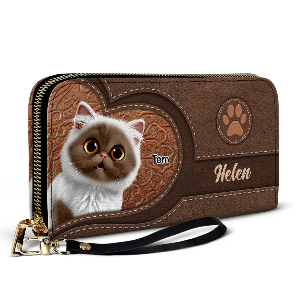 "Make Every Day Pawsome!" - Cute Cats 3D Effect Personalized Leather Long Wallet - A Unique Gift for Cat Lovers, Friends, and Family Leather Long Wallet PopCulturePrints
