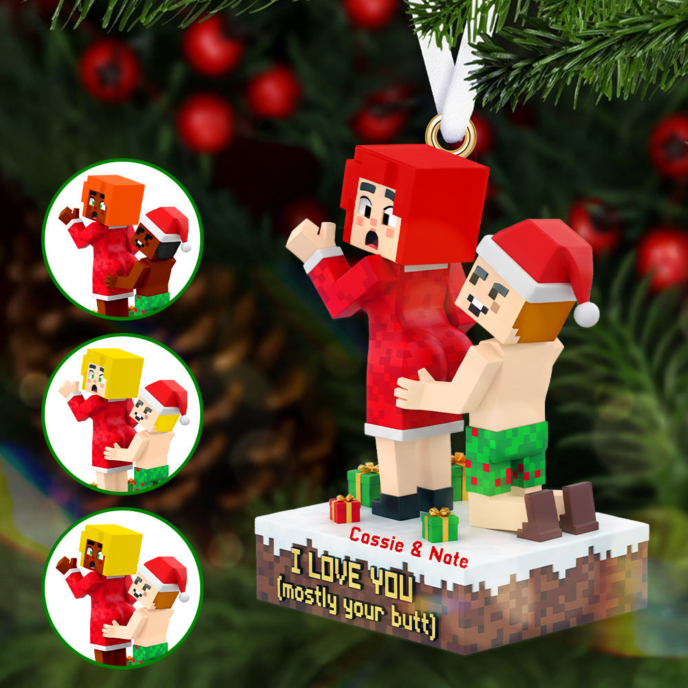I Love You (Mostly Your Butt) - Personalized Lego Funny Couple Acrylic Ornament Ornament PopCulturePrints