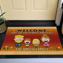 Load image into Gallery viewer, Personalized Peanuts Family Welcome Doormat
