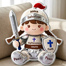 Load image into Gallery viewer, Empower Your Faith: Personalized Christian Knight Shaped Pillow - Custom Gift for Kids, Baptism, or Any Special Occasion Pillow PopCulturePrints
