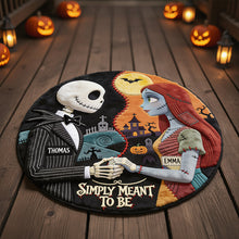 Load image into Gallery viewer, “Embrace the Spooky Spirit!” - Spooky Couple Round Mat - Personalized Halloween Gift for Couples, Friends, and Family
