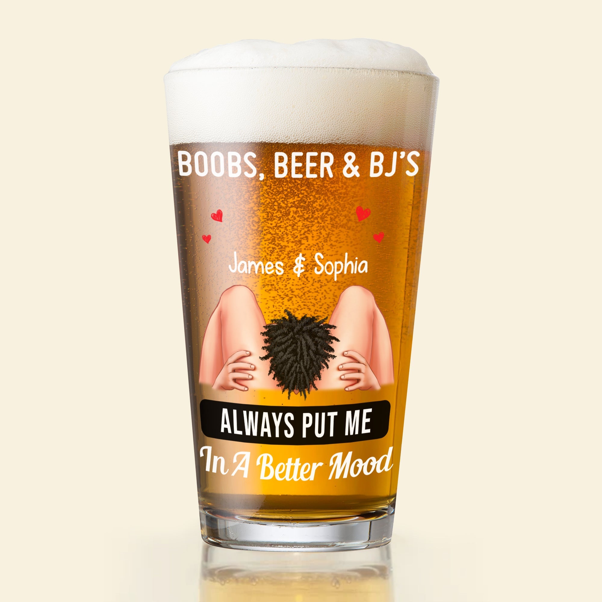 Personalized Boobs, Beer & BJ's Pint Glass