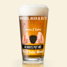 Load image into Gallery viewer, Personalized Boobs, Beer &amp; BJ&#39;s Pint Glass
