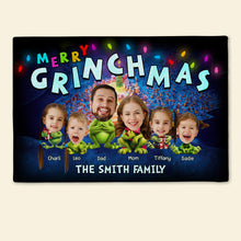 Load image into Gallery viewer, Personalized Merry Grinchmas Family Christmas Doormat Doormat PopCulturePrints
