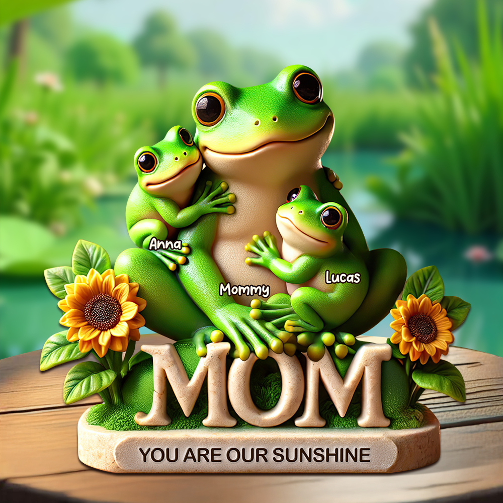 You Are Our Sunshine - Frog Mom Plaque - Personalized Gift For Mom Shaped Plaques PopCulturePrints