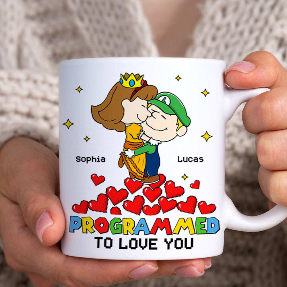 Customized Couple Coffee Mug - Programmed to Love You Coffee Mug PopCulturePrints