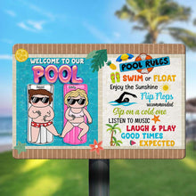 Load image into Gallery viewer, Personalized Pool Sign for Couples - Custom Metal Wall Art Metal Signs PopCulturePrints
