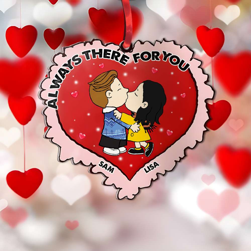 Personalized Couple Ornament - Acrylic Kissing Love Heart