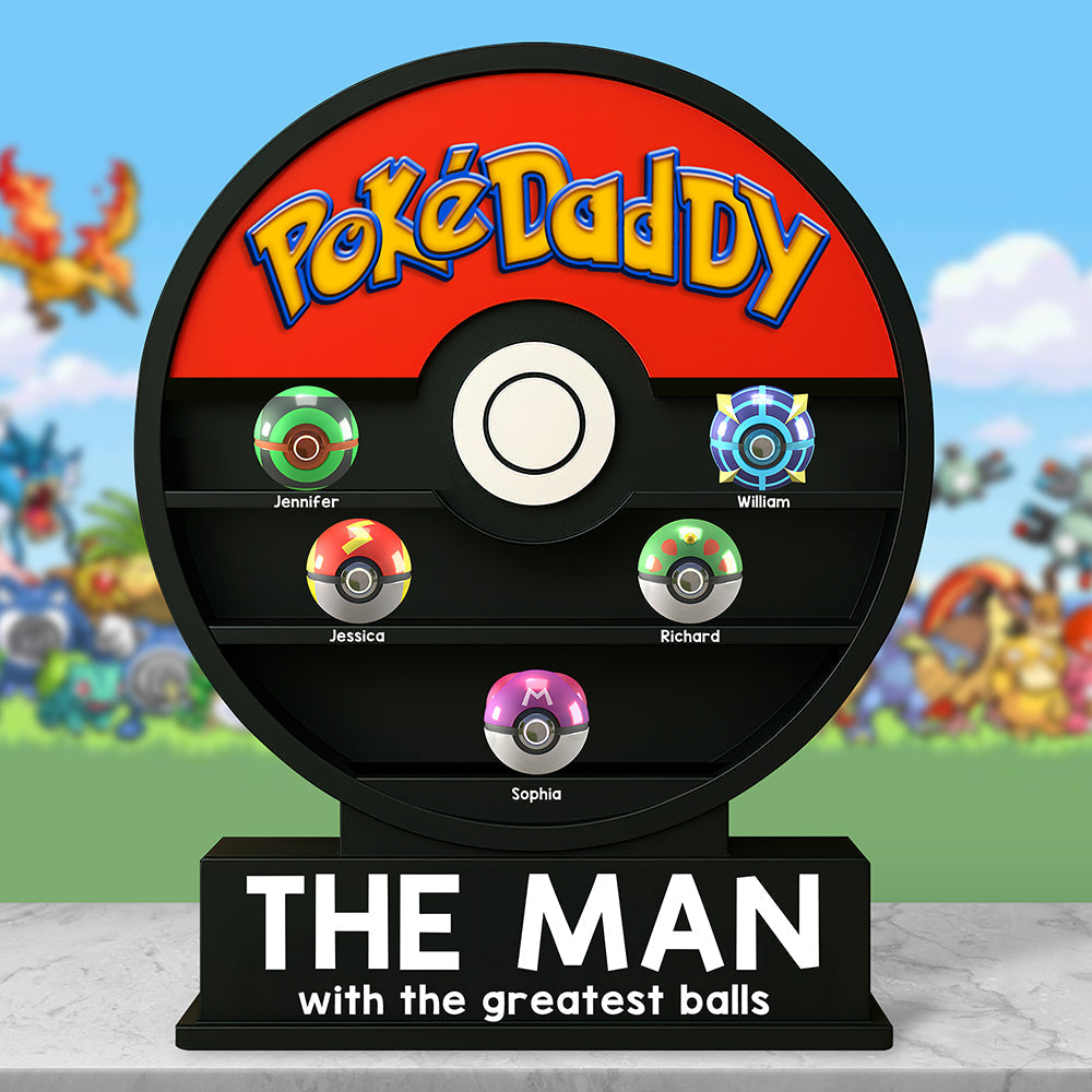 "The Man with the Greatest Balls" - Personalized PokéDad Acrylic Plaque - Unique Gift for Dads and Grandpas Shaped Plaques PopCulturePrints