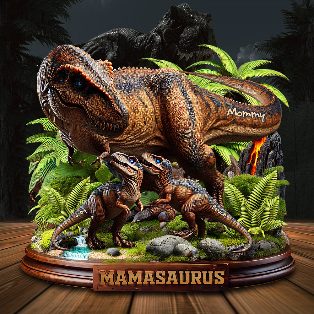 Mommy's Love Roars - Personalized Dinosaur Mom Wood Sign | Gift for Mom & Grandma Wood Sign PopCulturePrints