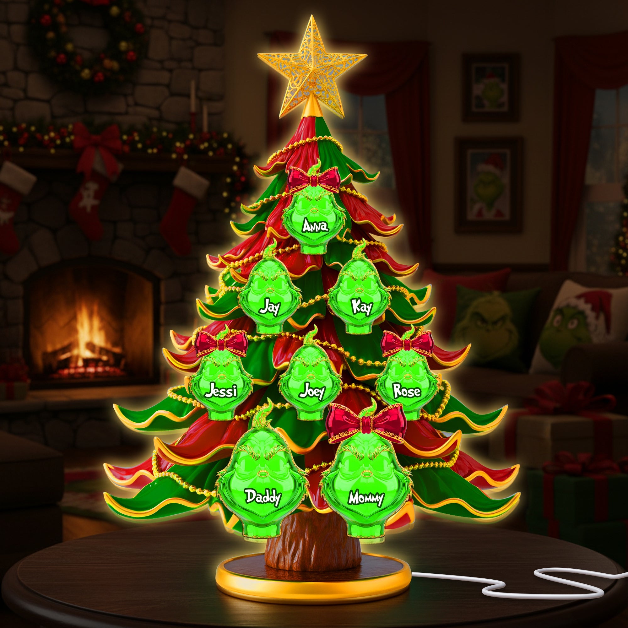 "Illuminate Your Family Tree!" - Green Family Tree Light Box - Personalized Gift for Family Light Box PopCulturePrints