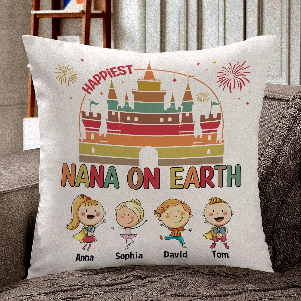Personalized Happiest Nana On Earth Pillow - Custom Gift for Grandma Pillow PopCulturePrints