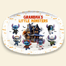 Load image into Gallery viewer, &quot;Embrace the Spook!&quot; Personalized Grandma&#39;s Little Monsters Halloween Plate - Unique Gift for Mom and Grandma Plates PopCulturePrints
