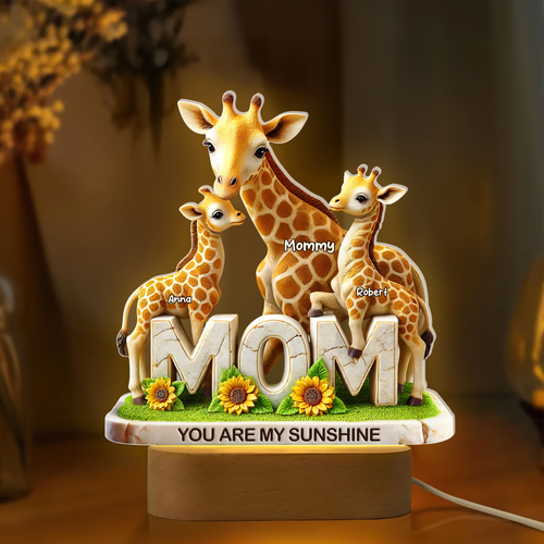 You Are My Sunshine - Personalized Giraffe Mom LED Light - Unique Gift for Mom and Grandma Led Night Light PopCulturePrints