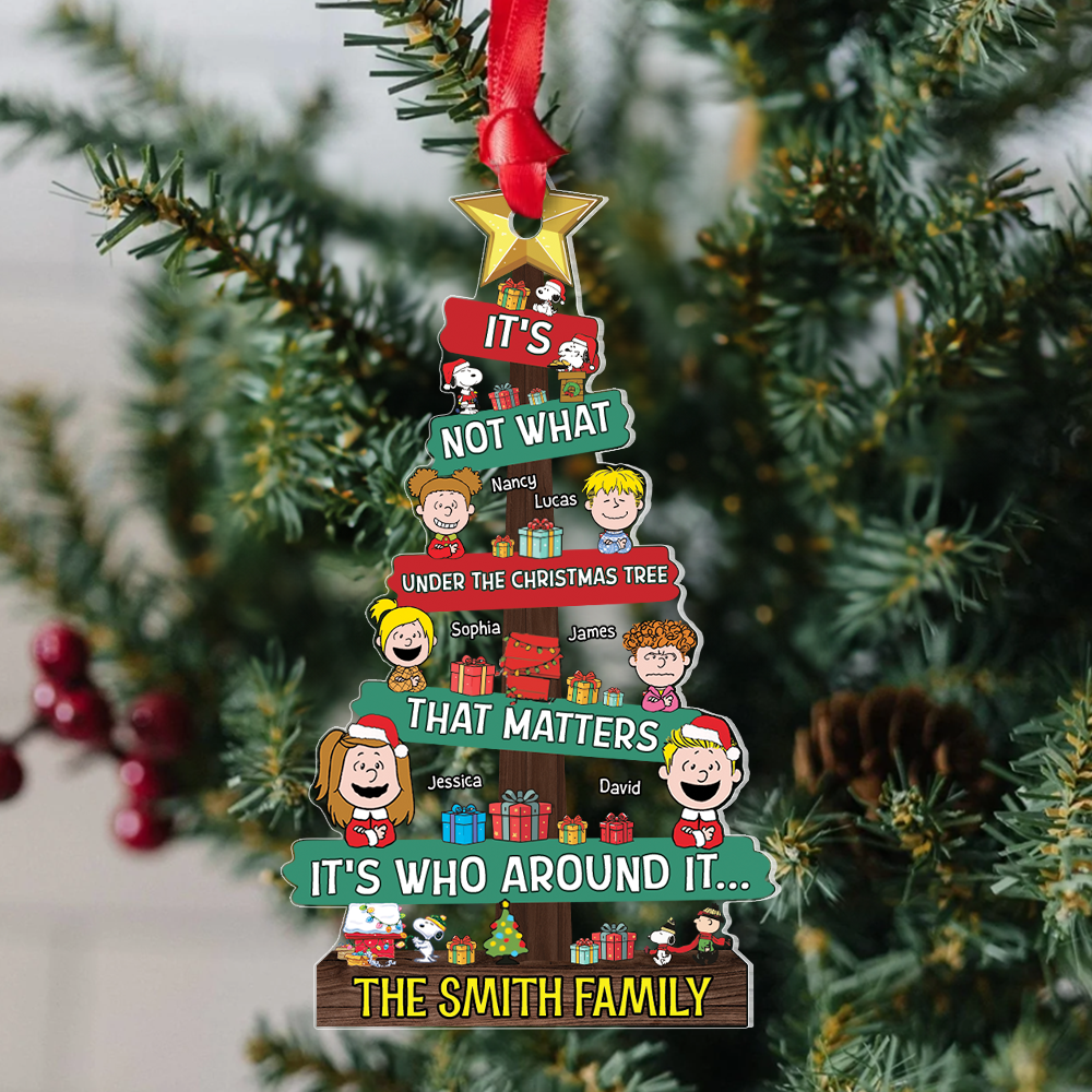 Personalized Gift for Family, Cartoon Family Christmas Tree Ornament 03TOPU290824HG Ornament PopCulturePrints