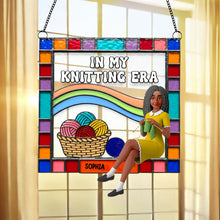 Load image into Gallery viewer, &quot;In My Knitting Era&quot;: Customized Suncatcher Ornament - Perfect Gift for Knitting Lovers Ornament PopCulturePrints
