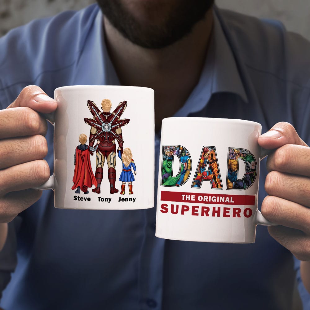 Custom Superhero Dad Mug - Personalized Gift for Father's Day Coffee Mug PopCulturePrints