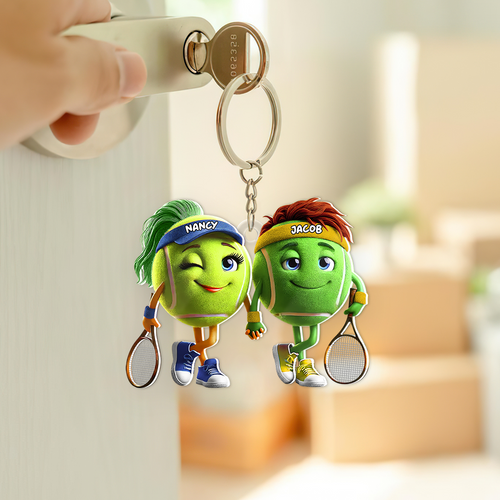 Personalized Tennis Couple Keychain - Custom Match Love Keychains PopCulturePrints