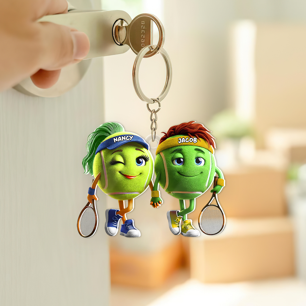 Personalized Tennis Couple Keychain - Custom Match Love Keychains PopCulturePrints