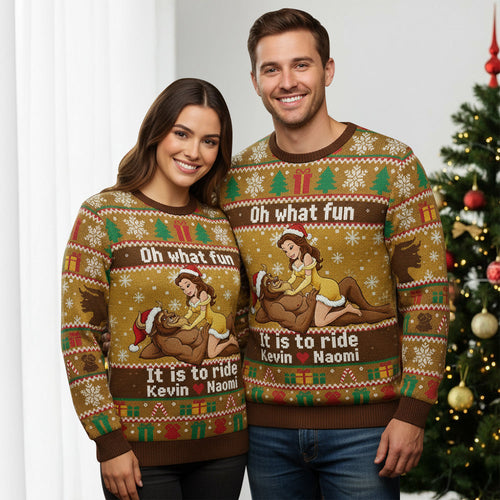 Funny Couple Christmas Ugly Sweater - Personalized Gifts for Couples AOP Products PopCulturePrints