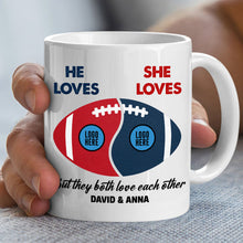 Load image into Gallery viewer, Personalized Football Couple Mug with Custom Team Logo - Valentine&#39;s Day Gifts Coffee Mug PopCulturePrints
