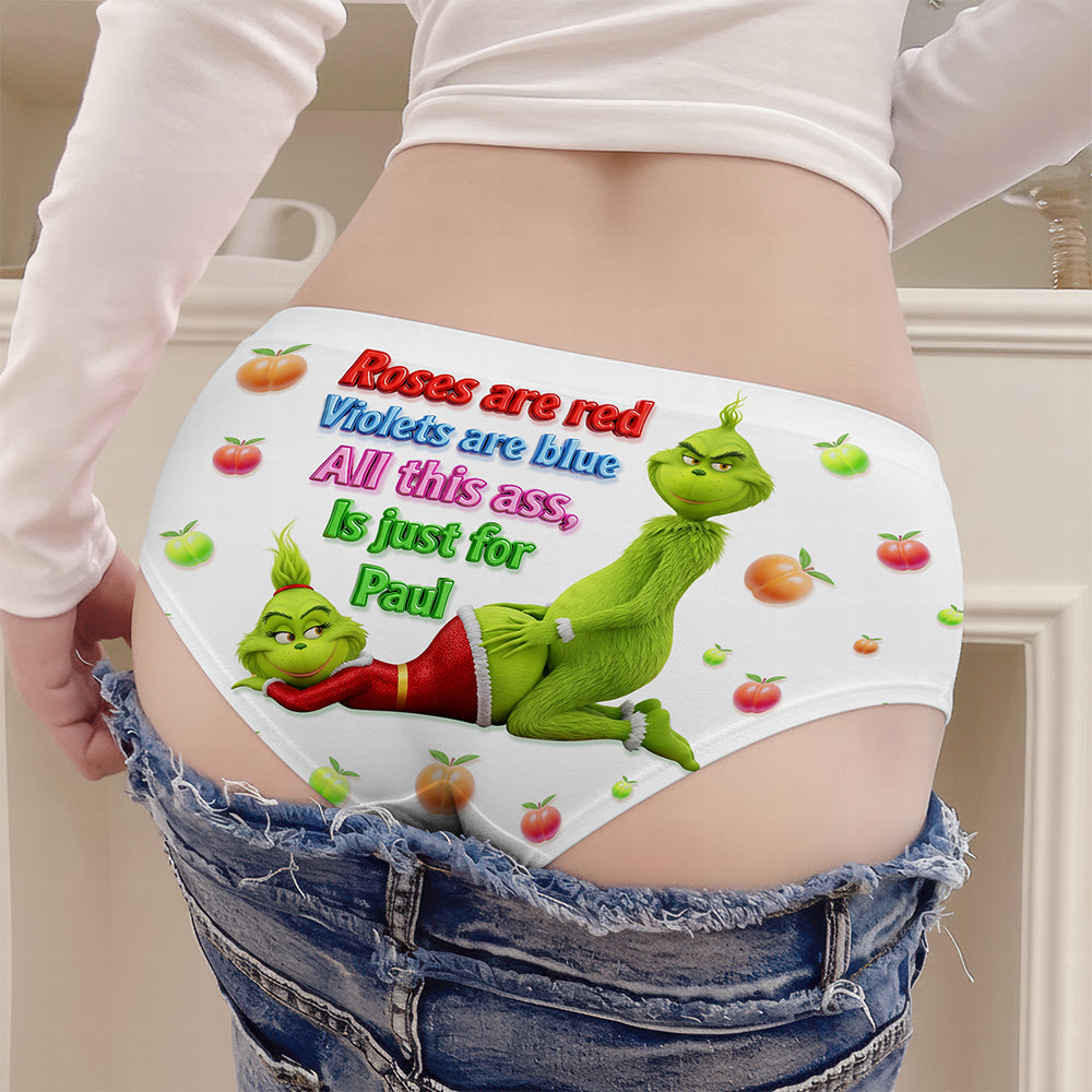 Personalized Spicy Green Grinch Women's Briefs - Fun Christmas Gift for Her Boxer Briefs PopCulturePrints